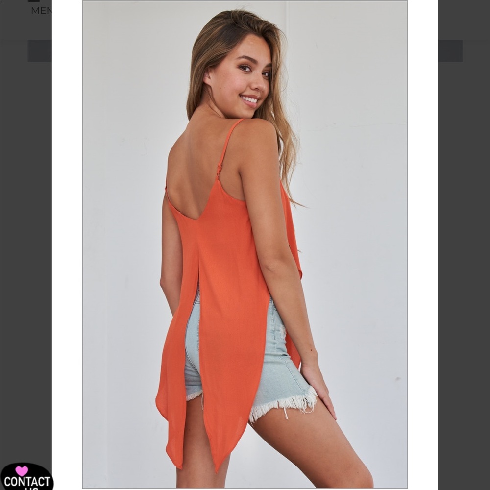 Rust Orange Wrap Waist Cami Top - Picture 3 of 3